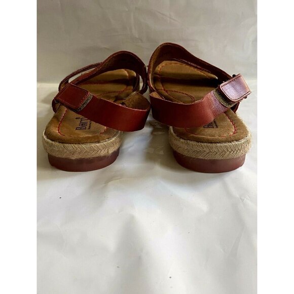 Born Natural Leather & Fabric Womens Sandals Size 8 Red Ankle Strap - Picture 5 of 9